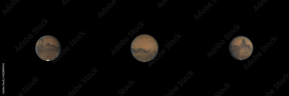 Wall mural the red planet mars in opposition, photographed 2020 with a maksutov telescope from mannheim in germ