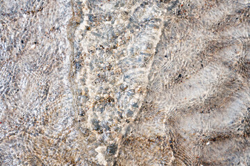 Aerial view of the waves on the seashore.