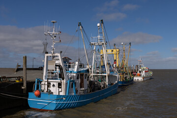 blauer Kutter, Hafen Strucklahnungsh&ouml;rn, Nordstrand, Nordsee