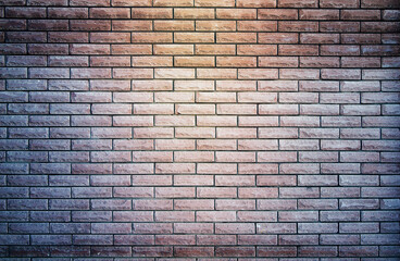Empty space of brick wall texture background with spotlight. brick wall. Light on the wall. Brick dark background.