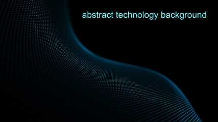 Futuristic wave. Technology background. 3D visualization of big data. Analytical presentation. 3D rendering.