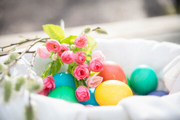 Traditional colorful eggs on Easter