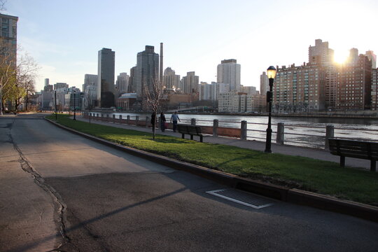 Roosevelt Island park view at the beginning of spring.
