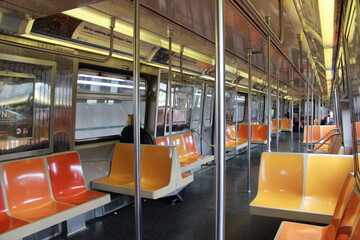 New York City subway empty on it´s way towards Brooklyn.