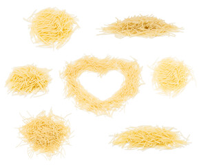 vermicelli pasta set isolated on white background. pasta product collection cut out