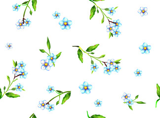 Forget me not flowers seamless pattern. Vector drawing for  design of textile, fabrics, wallpaper, web sites and other.