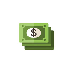 Dollar bills. Cash money. Flat color icon. Commerce vector illustration