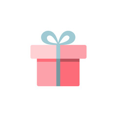 Gift. Box with ribbon. Flat color icon. Commerce vector illustration