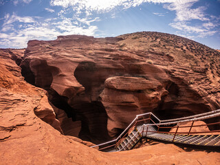 Steel steps as entry to sandstone canyon of antelope navajo national park © AllThings
