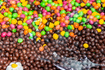 A barrel full of sweets. Sweets for children.
