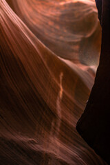 Look of water shaped smooth sandstone walls to unusual curves and adges in antelope national park in arizona, america