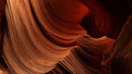 Look of water shaped smooth sandstone walls to unusual curves and adges in antelope national park...