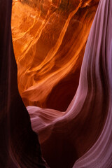 Look of water shaped smooth sandstone walls to unusual curves and adges in antelope national park in arizona, america