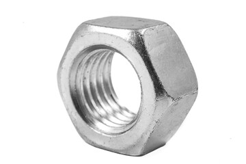 Metal nut with metric thread. Metal accessories for assembling metal parts.