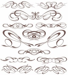 Ornate frame elements. Vintage and filigree decoration scroll swirls element. 