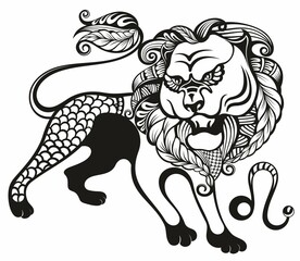 Leo zodiac sign.  Vector illustration.