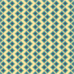 Abstract geometric sqaure background in neutral colors. Seamless yellow and blue vector pattern. Fashion fabric patchwork design. Simple geometry chevron pattern