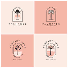 Four palm tree logo, emblem set one