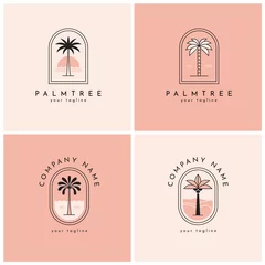 Poster Four palm tree logo, emblem set one © maglyvi