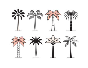 Graphic palm tree icon, logo set. - 420890453