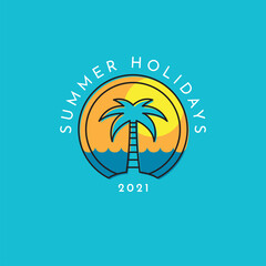 Summer holidays logo with a palm tree.