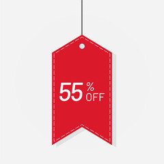 Tag red sale discount label 55 off Vector