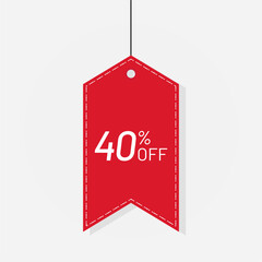 Tag red sale discount label 40 off Vector
