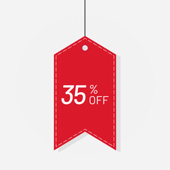 Tag red sale discount label 35 off Vector