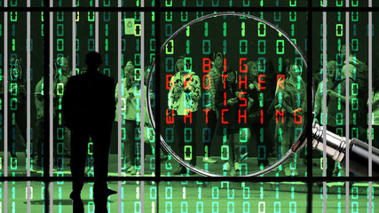 Data privacy and surveillance in a Orwellian society - obrazy, fototapety, plakaty