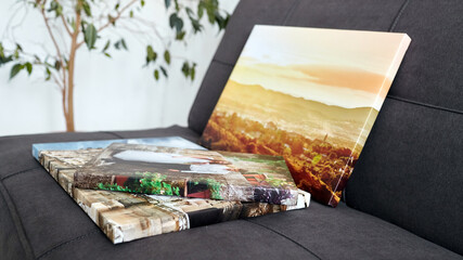 Fototapeta na wymiar Canvas prints. Photo printed on canvas with gallery wrapping on stretcher bar