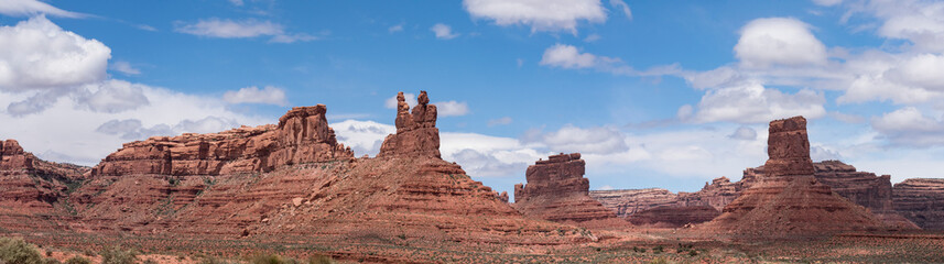 USA, Utah. Panoramic image of Valley of the Gods, Bears Ears National Monument.