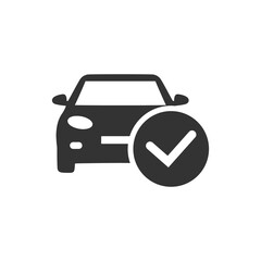 Сar with check mark flat icon vector