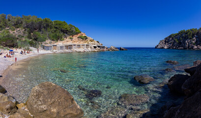 Beach of cala d'en Serra in Ibiza (Spain)