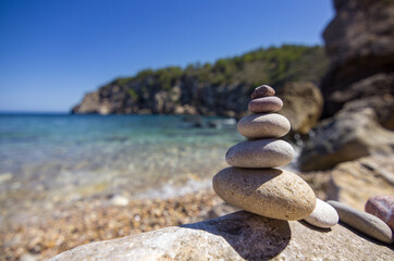 Beach of cala d'en Serra in Ibiza (Spain)