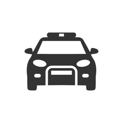 Obraz premium Police car flat black icon on white background