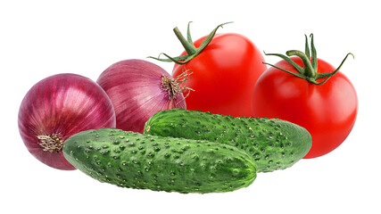 Vegetables isolated on white background with clipping path