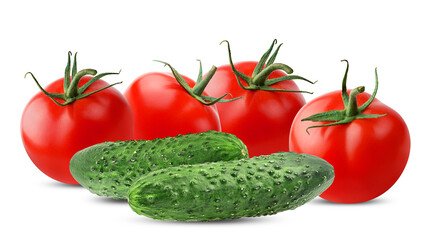 Vegetables isolated on white background with clipping path