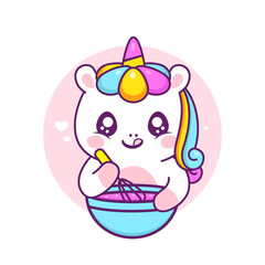 cute cooking colorful unicorn