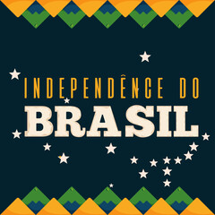 Brasil independence logo blue background tribal icon- Vector