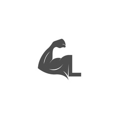 Letter L logo icon with muscle arm design vector