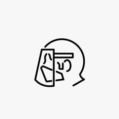 Woman in medical face protection mask. Vector icon of people wearing protective surgical mask. illustration for concepts of disease, quarantine, social distancing