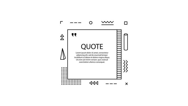 Hand drawn Speech Bubble. Square object. Geometric design. Space for quote and text. Gray background. Motion graphic.