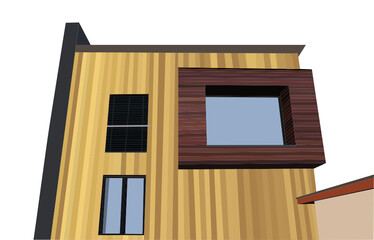 Wooden facade geometric vector building