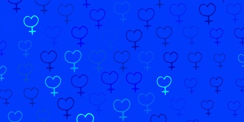 Light Blue, Green vector background with woman symbols.