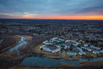 Drone Landscape of EPIC Sunrise in Plainsboro New Jersey 