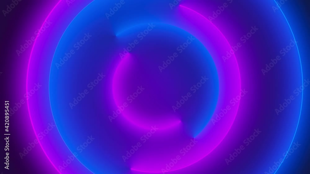 Poster light blue and purple semi circles abstract seamless loop animation. abstract 3d render of neon illu