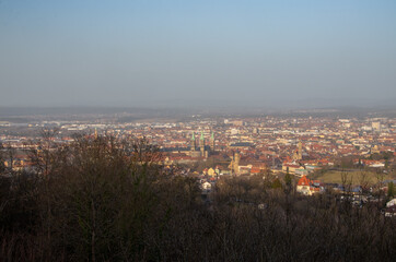 Evening atmosphere with a view of the city of Bamberg on a sunny February day