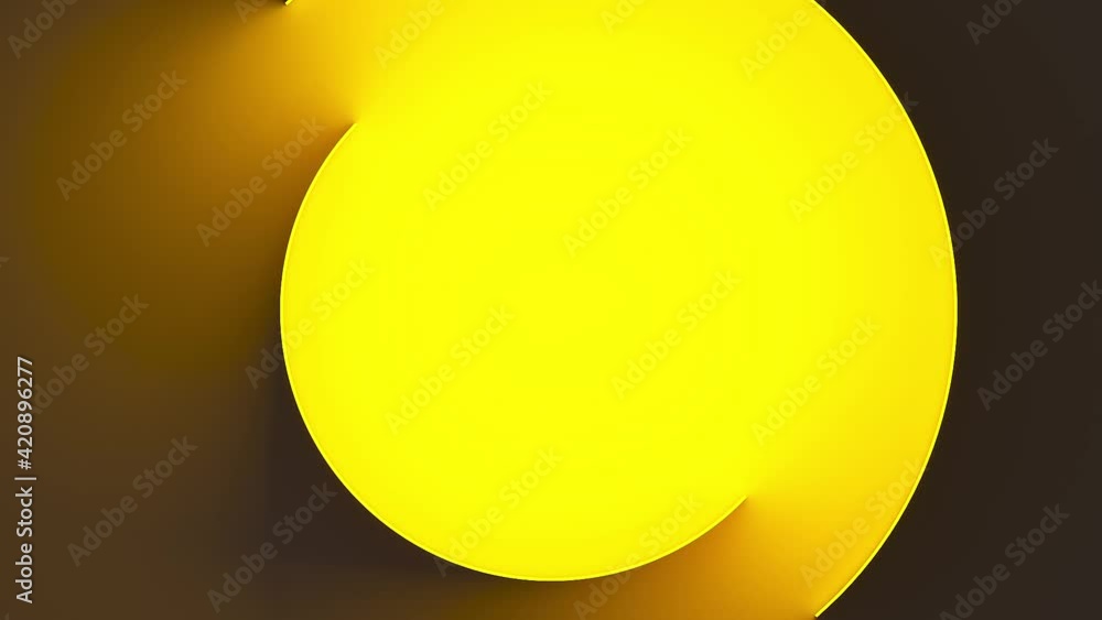 Poster light yellow semi circles abstract seamless loop animation. abstract 3d render of neon illuminating 