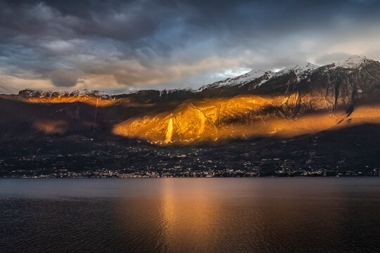Sunset at lake Garda, Limone sul Garda, Lombardia, Italy