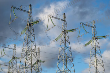 technologies electricity on wires with insulators and high power electric voltage